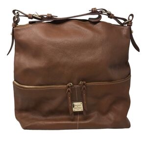 DOONEY & BOURKE DILLEN Brown Pebbled Leather Large Hobo Bag